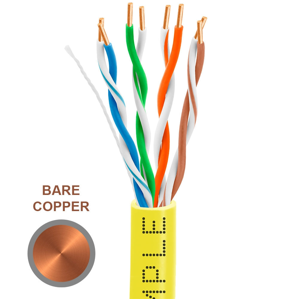 Cat5e Riser Ethernet Cable Unshielded 350MHz Solid Copper 24AWG CMR 1000ft