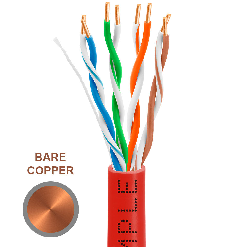 Cat5e Riser Ethernet Cable Unshielded 350MHz Solid Copper 24AWG CMR 1000ft