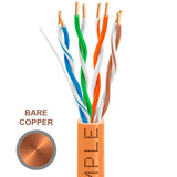 Cat5e Riser Ethernet Cable Unshielded 350MHz Solid Copper 24AWG CMR 1000ft