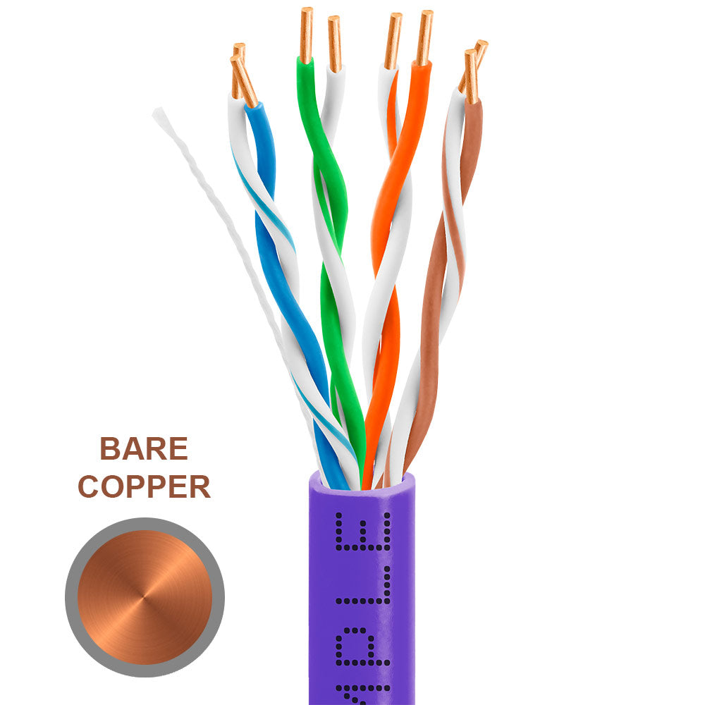 Cat5e Riser Ethernet Cable Unshielded 350MHz Solid Copper 24AWG CMR 1000ft