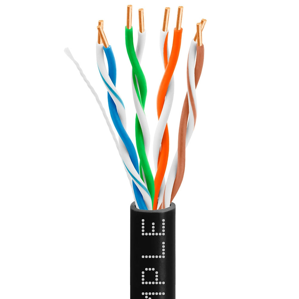 Cat5e Plenum Ethernet Cable 1000ft 24AWG Solid Bare Copper 350MHz CMP ETL Listed