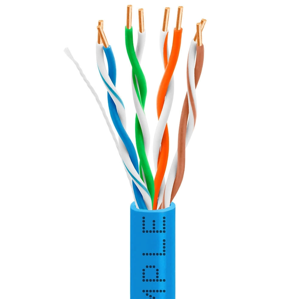 Cat5e Plenum Ethernet Cable 1000ft 24AWG Solid Bare Copper 350MHz CMP ETL Listed