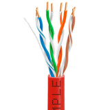 Cat5e Plenum Ethernet Cable 1000ft 24AWG Solid Bare Copper 350MHz CMP ETL Listed