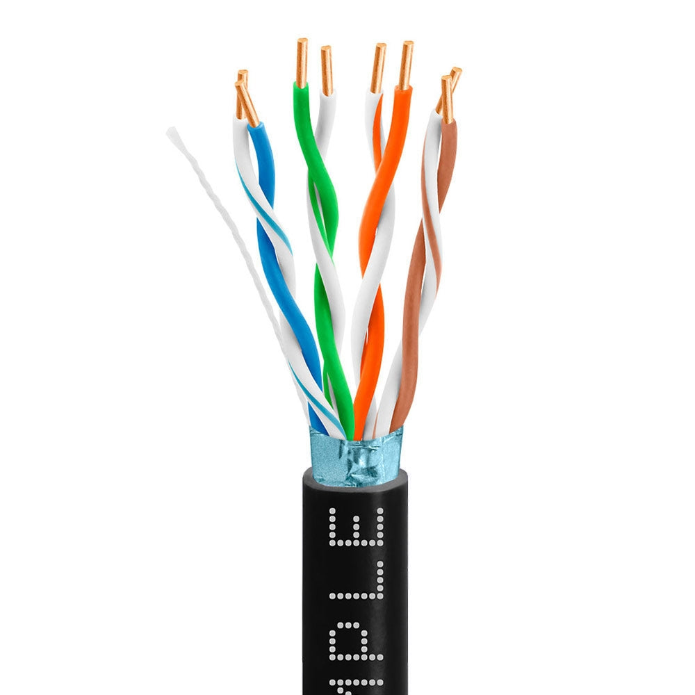 Cat5e Shielded Riser Ethernet Cable 1000ft 24AWG Solid Bare Copper 350MHz CMR ETL Listed