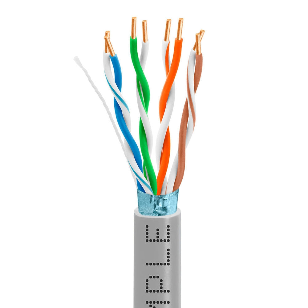 Cat5e Shielded Riser Ethernet Cable 1000ft 24AWG Solid Bare Copper 350MHz CMR ETL Listed
