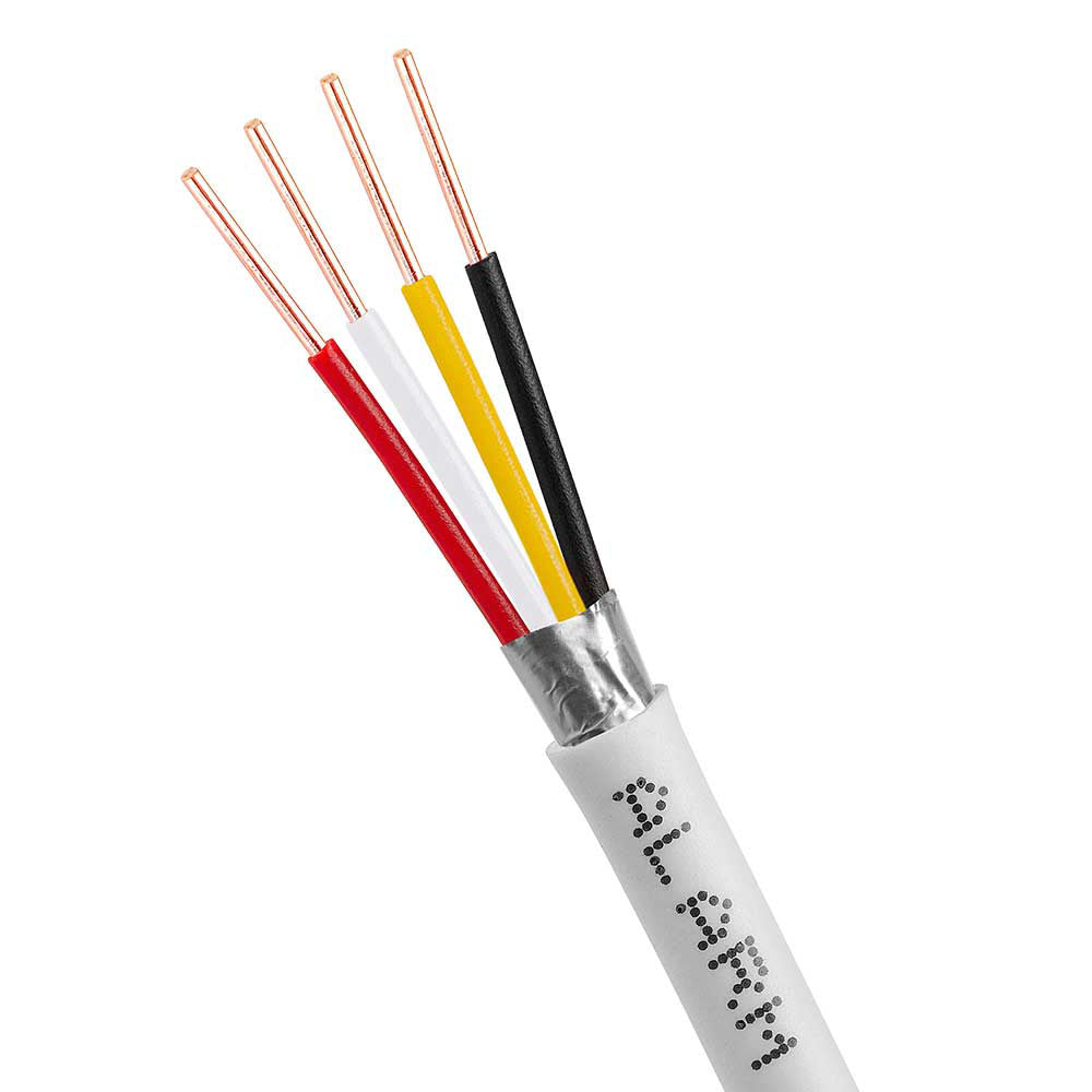 22/4 Alarm Security Wire Shielded Solid Conductor 22AWG 500ft White