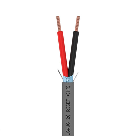 1000ft Control Cable | 2 Conductor | Riser Shielded Stranded Bare Copper | 16 AWG 2С CMR FR PVC | Gray