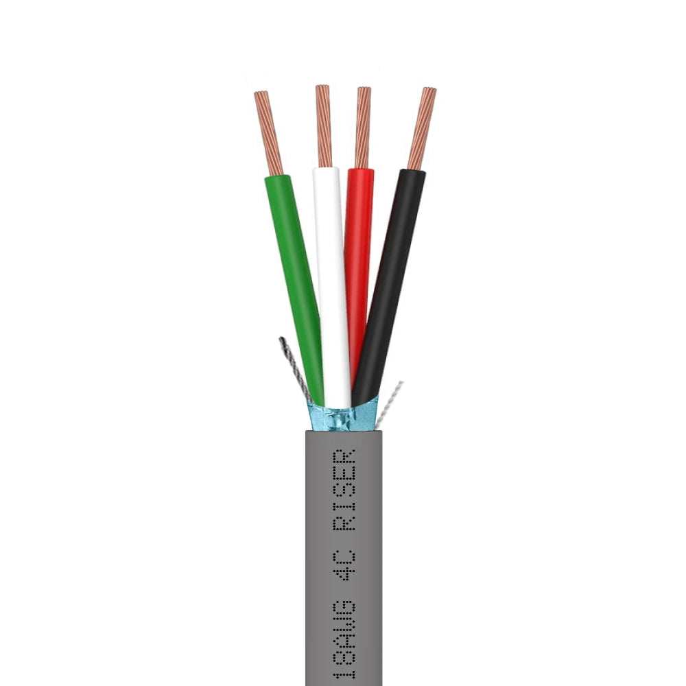 Control Cable Shielded 18AWG 4 Conductor Riser CMR Stranded Copper 1000ft Grey