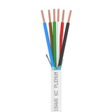 Plenum Control Cable Shielded 18AWG 6 Conductor CMP Stranded Copper 1000ft White
