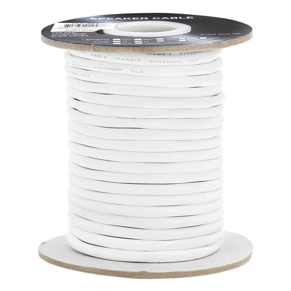 In-Wall Speaker Wire 12AWG 2 Stranded Conductors CL2 Rated White