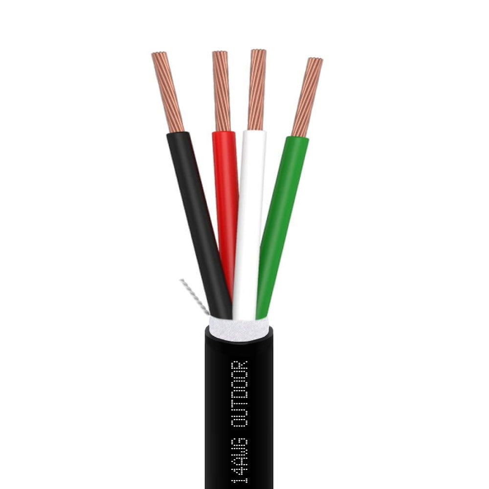 Outdoor Speaker Wire 14AWG 4 Stranded Conductors OFC Direct Burial Black 500ft