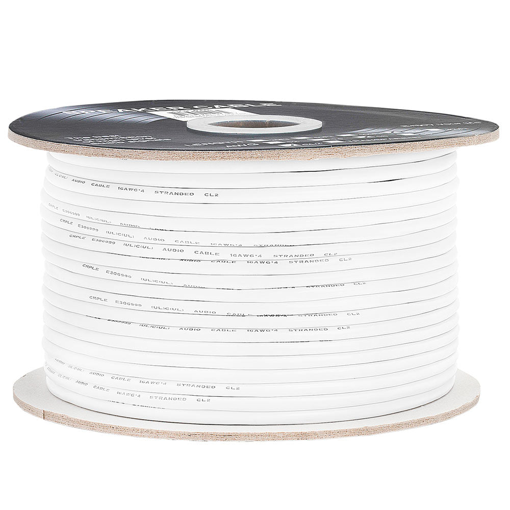 In-Wall Speaker Wire 16AWG 4 Stranded Conductors CL2 Rated White