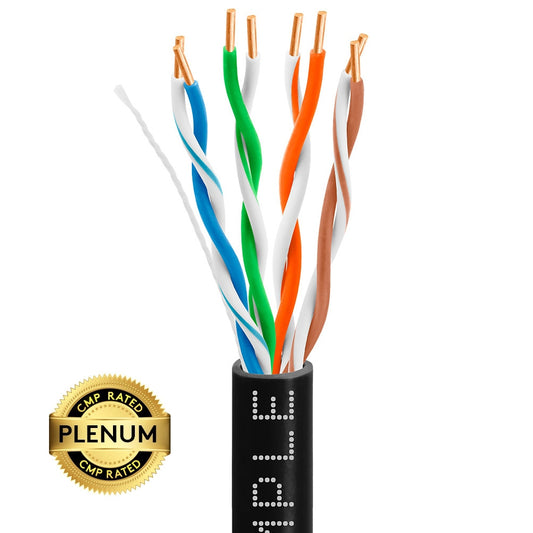 1000ft Cat5e Plenum Ethernet Cable | Bare Copper | CMP, UTP, 23AWG