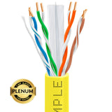 Cat6 Plenum Ethernet Cable Unshielded 550MHz Solid Copper 23AWG CMP 1000ft