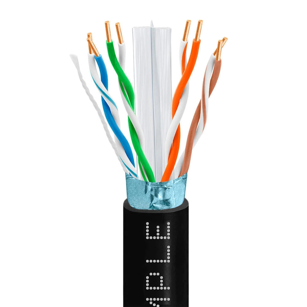 Cat6 Shielded Riser Ethernet Cable 1000ft 23AWG Solid Bare Copper 600MHz CMR ETL Listed