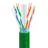 Cat6 Shielded Riser Ethernet Cable 1000ft 23AWG Solid Bare Copper 600MHz CMR ETL Listed