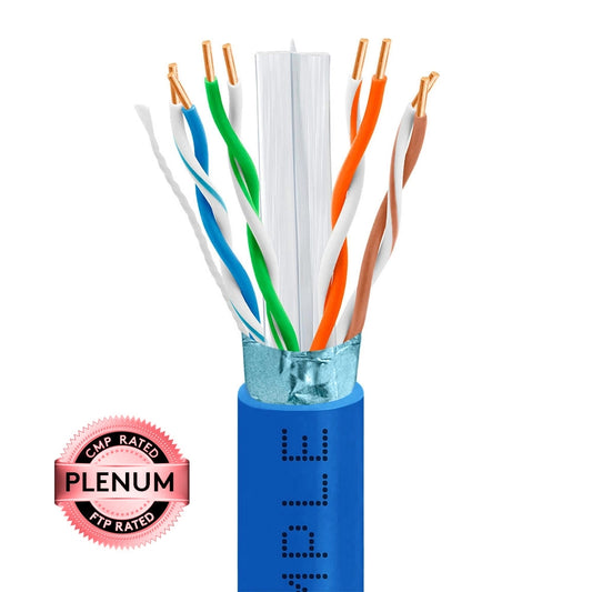 1000ft Cat6 Shielded Plenum Ethernet Cable | Bare Copper | CMP, FTP, ETL
