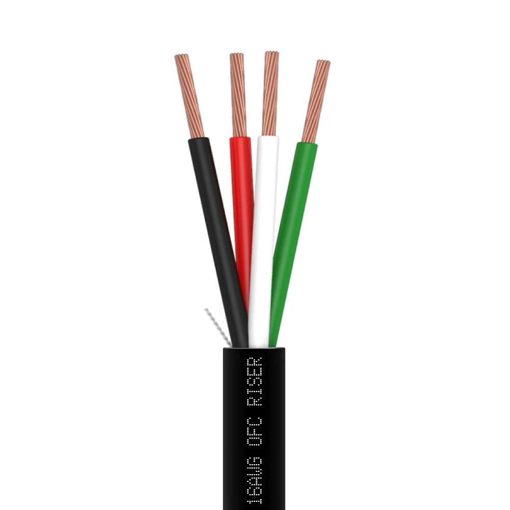 Speaker Wire 16AWG 4 Stranded Conductors OFC In-Wall CMR Riser CL3R 500ft