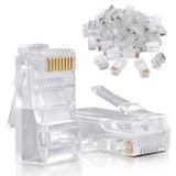RJ45 Cat6 Modular Plug 8P8C 50u Gold Easy Crimp Solid Wire 100 Pack