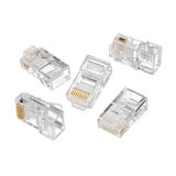 RJ45 Cat5e Modular Plug 8P8C 50u Gold Solid Wire Crimp 100 Pack