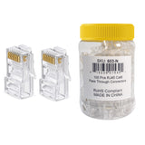 RJ45 Pass-Through Modular Plug Cat5e Cat6 8P8C 50u Gold PoE 100 Pack