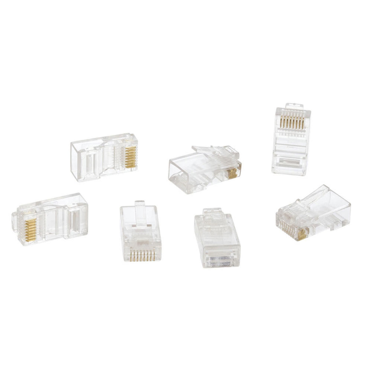 RJ45 Cat6 Modular Plug 8P8C 50u Gold Easy Crimp Solid Wire 100 Pack