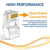 RJ45 Cat5e Modular Plug 8P8C 50u Gold Solid Wire Crimp 100 Pack