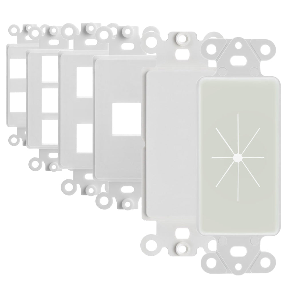 Decorator Wall Plate Insert Keystone Flexible Opening Blank Single Gang White