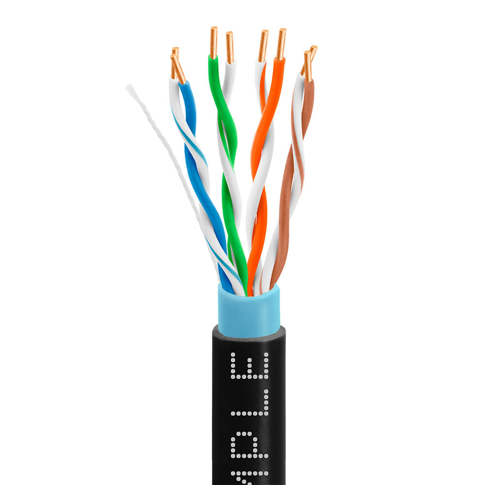 Cat5e Outdoor WaterBlock Ethernet Cable 1000ft 24AWG Solid Bare Copper 350MHz ETL Listed