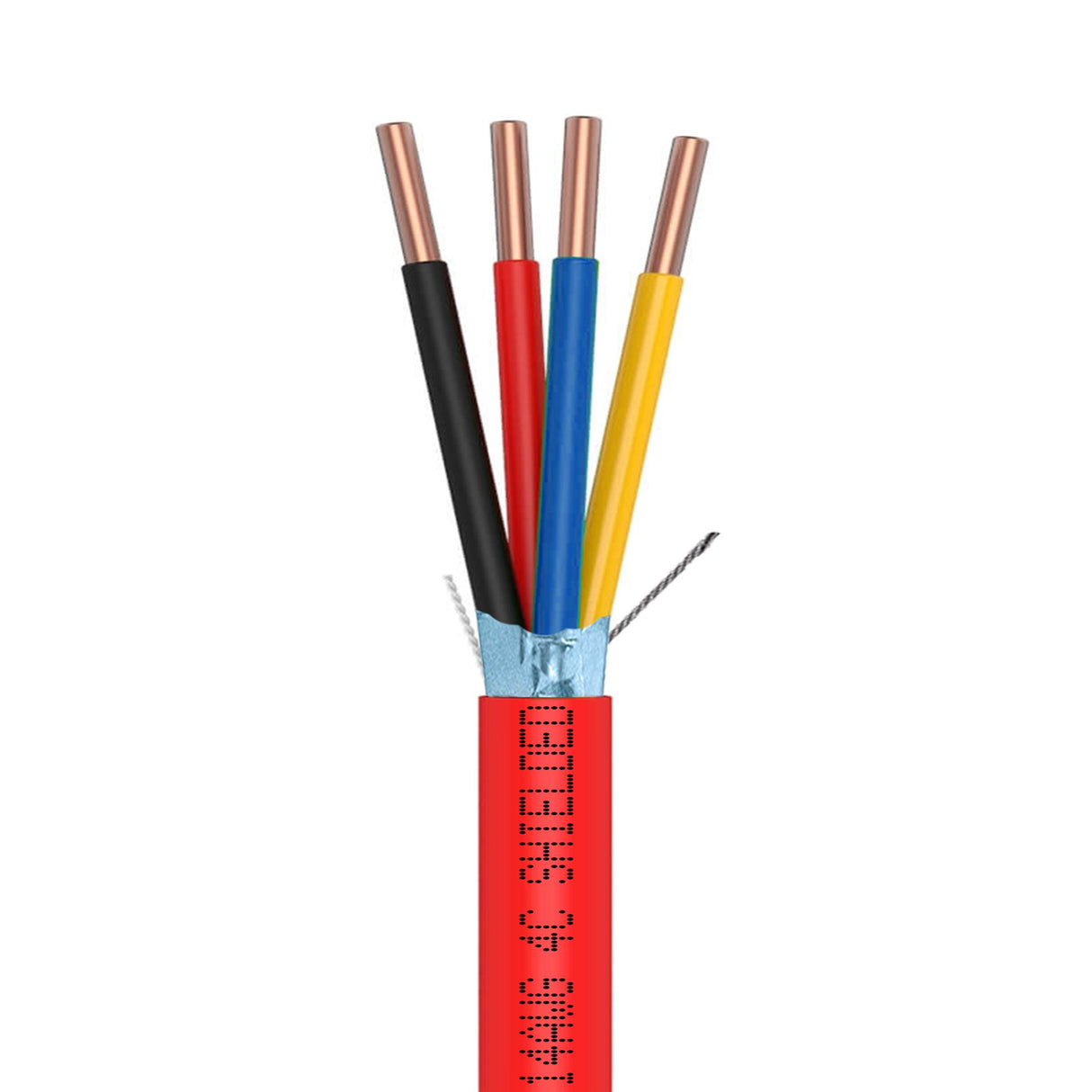 Fire Alarm Cable FPLR 14/4 Solid Bare Copper Conductor Shielded Riser 1000ft Red