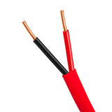 Fire Alarm Cable 18AWG 2 Solid Conductors Bare Copper FPLR Riser 1000ft Red
