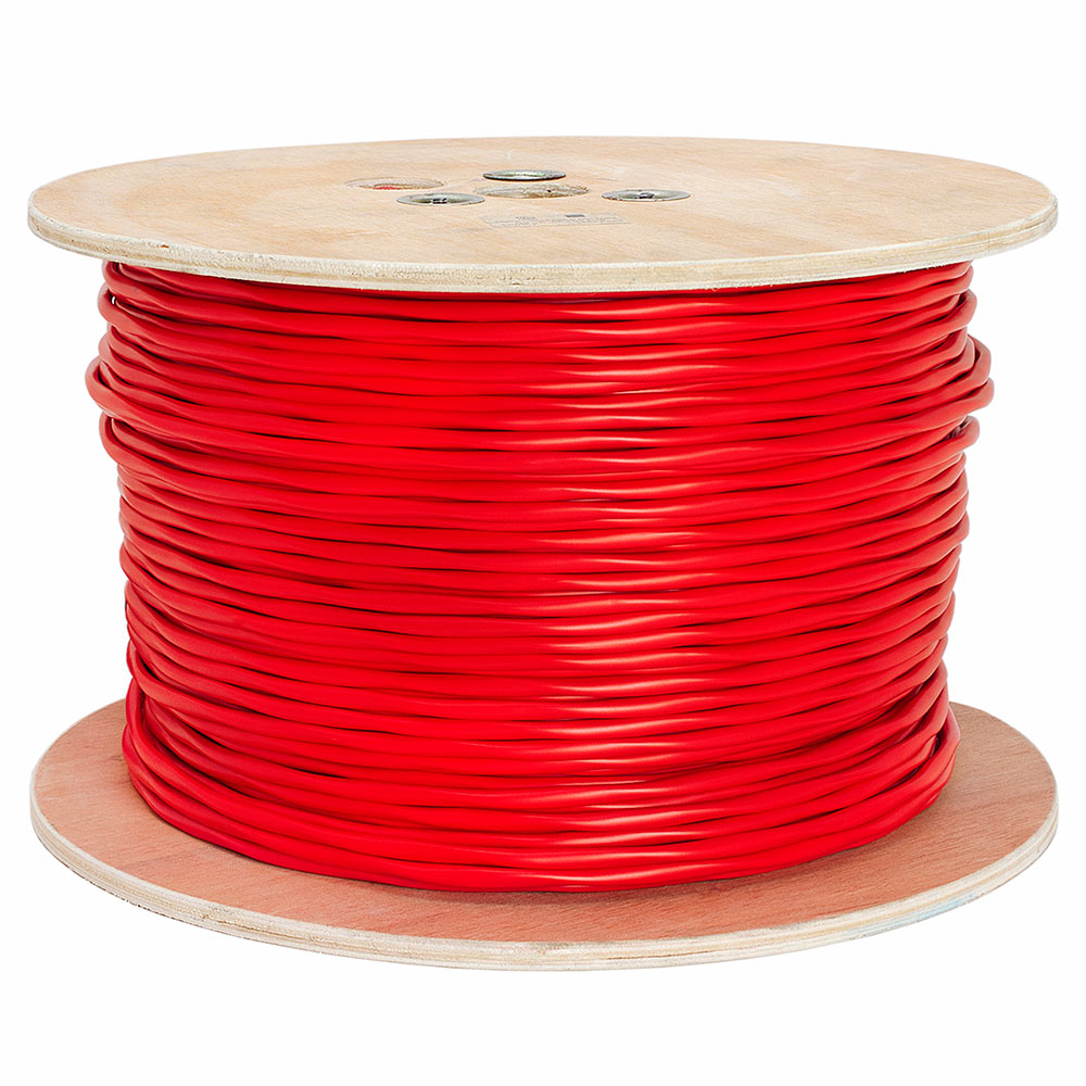 Fire Alarm Cable FPLR 18/2 Solid Bare Copper Conductor Unshielded Riser 1000ft Red