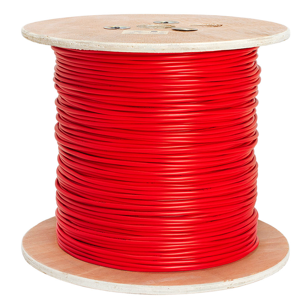 Fire Alarm Cable FPLR 16/2 Solid Bare Copper Conductor Unshielded Riser 1000ft Red
