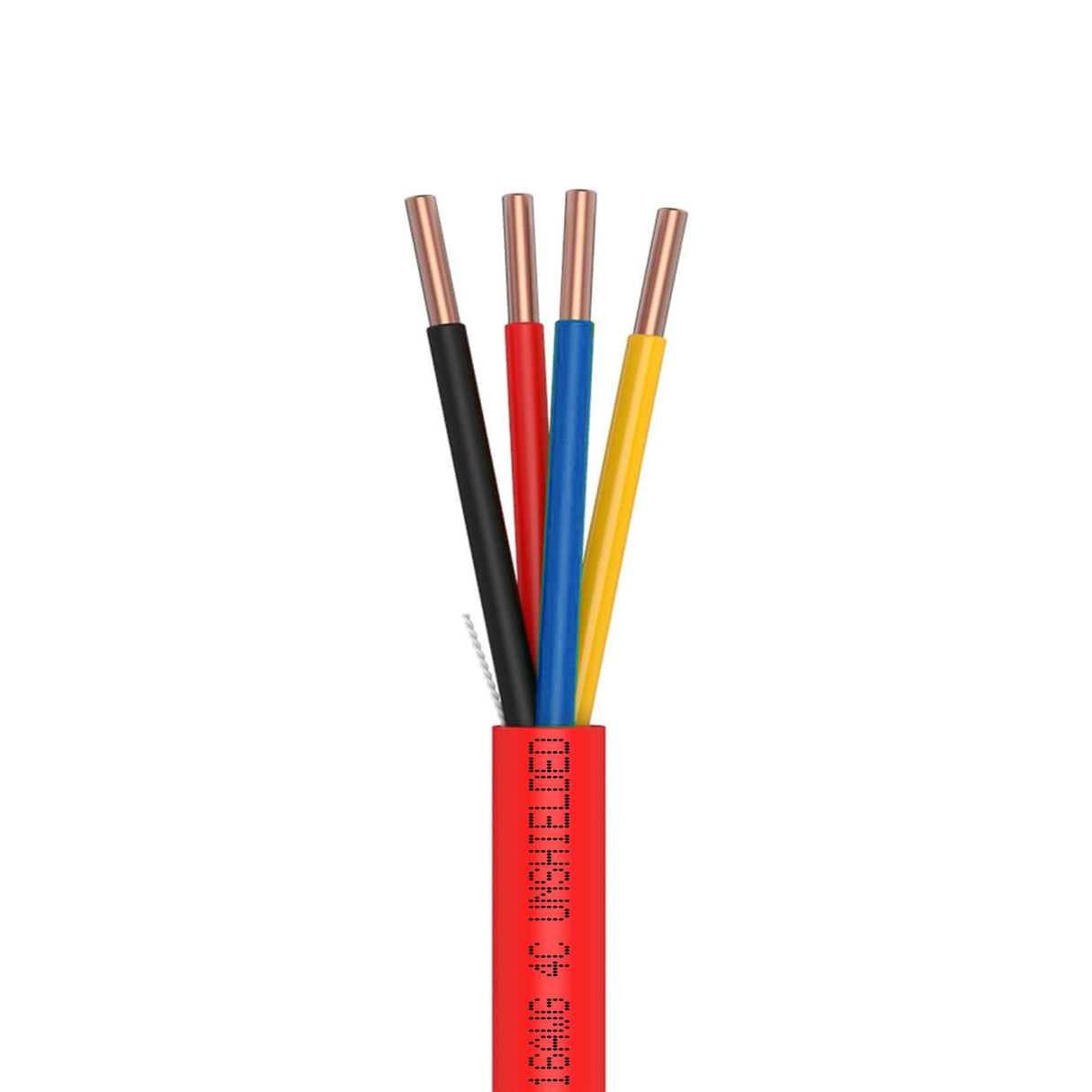 Fire Alarm Cable 16AWG 4 Solid Conductors Bare Copper FPLR Riser 1000ft Red
