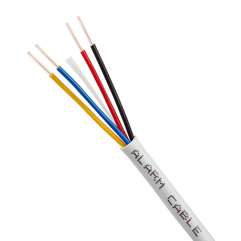 Alarm Security Wire 22AWG 4 Solid Bare Copper Conductors CMR CL2R ETL Listed 500ft White