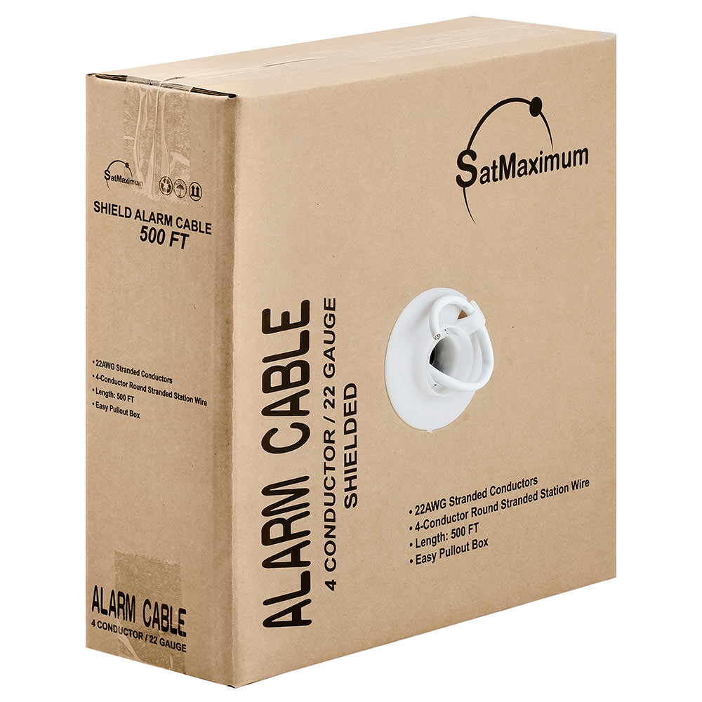 Alarm Security Wire 22/4 Stranded Conductor Shielded 22AWG 500ft White