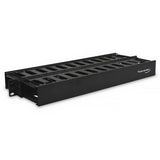 1U Slotted Finger Duct Cable Manager Double-Sided With Snap-On Cover 19in EIA Rack Black