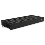 1U Slotted Finger Duct Cable Manager Double-Sided With Snap-On Cover 19in EIA Rack Black