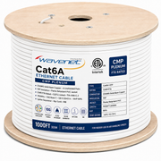 Cat6A Plenum Ethernet Cable 1000ft 23AWG Solid Bare Copper 750MHz CMP PoE++ ETL Listed