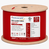 Shielded Fire Alarm Cable 16AWG 2 Solid Conductors Bare Copper FPLR Riser 1000ft Red