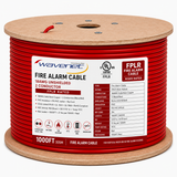 Fire Alarm Cable 18AWG 2 Solid Conductors Bare Copper FPLR Riser 1000ft Red