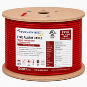 Fire Alarm Cable 18AWG 2 Solid Conductors Bare Copper FPLR Riser 1000ft Red