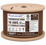 Thermostat Wire 18AWG Solid Bare Copper CMR CL2R Brown 2 3 4 5 8 Conductors