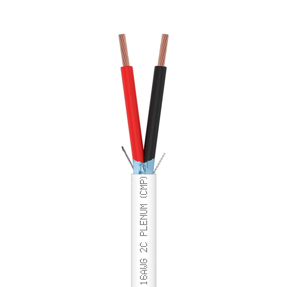 Plenum Control Cable Shielded 16AWG 2 Conductor CMP Stranded Copper 1000ft White