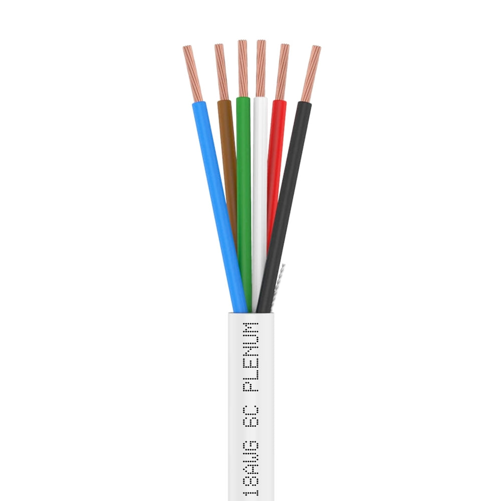 Plenum Control Cable Unshielded 18AWG 6 Conductor CMP Stranded Copper 1000ft White