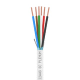 Plenum Control Cable Shielded 22AWG 6 Conductor CMP Stranded Copper 1000ft White