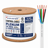 Plenum Control Cable Shielded 18AWG 6 Conductor CMP Stranded Copper 1000ft White