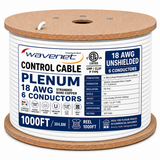 Plenum Control Cable Unshielded 18AWG 6 Conductor CMP Stranded Copper 1000ft White