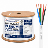 Plenum Control Cable Unshielded 18AWG 6 Conductor CMP Stranded Copper 1000ft White