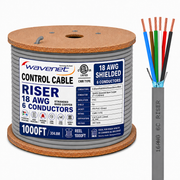 Control Cable Shielded 18AWG 6 Conductor Riser CMR Stranded Copper 1000ft Grey